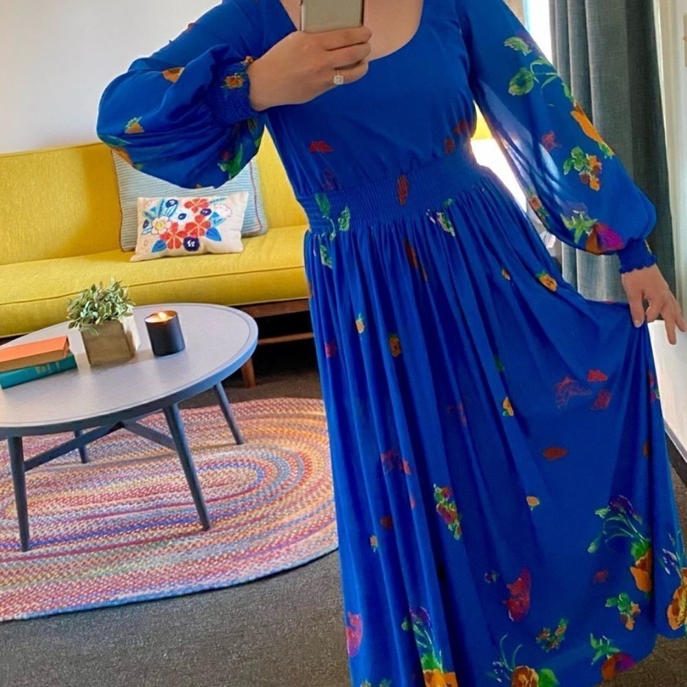 RARE Vintage 1970’s Lilli Diamond California Viid Floral Print Maxi Dress Gown